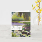 水彩池とユリのカスタマイズ可能 カード (黄色い花)