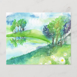 水彩池の風景スクラップブックの背景