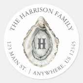 水彩沿岸オイスターモノグラムアドレス ラウンドシール (正面)