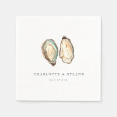 水彩沿岸カキ結婚ス スタンダードカクテルナプキン (正面)