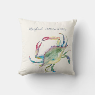 水彩沿岸カニ地図コーディネート船 アウトドアクッション