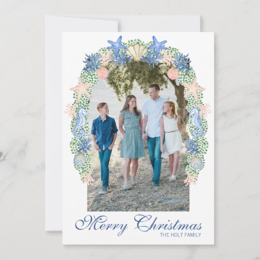 水彩沿岸クリスマスガーランド写真 シーズンカード (正面)