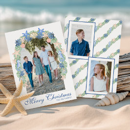 水彩沿岸クリスマスガーランド写真 シーズンカード