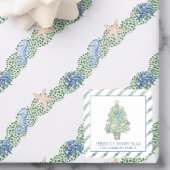 水彩沿岸クリスマスツリーギフト スクエアシール