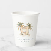 水彩沿岸サーファーテーマベビーシャワー 紙コップ (正面)