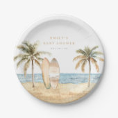 水彩沿岸サーフベビーシャワー ペーパープレート (正面)
