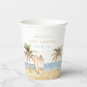 水彩沿岸サーフベビーシャワー 紙コップ (正面)