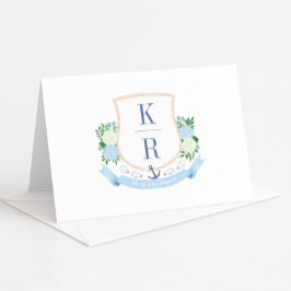 水彩沿岸テーマ結婚の写真 サンキューカード