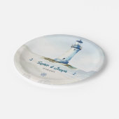 水彩沿岸ニューイングランド結婚ズ ペーパープレート (アングル)