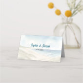 水彩沿岸ニューイングランド結婚式RSVP返信 プレイスカード (裏面)