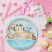 水彩沿岸ビーチシーン ペーパープレート (パーティー)