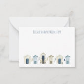 水彩沿岸ビーチハッツパーソナライズされた ノートカード (正面)