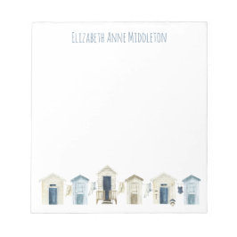 水彩沿岸ビーチハッツパーソナライズされた ノートパッド