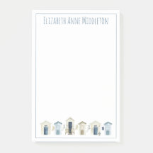 水彩沿岸ビーチハッツパーソナライズされた