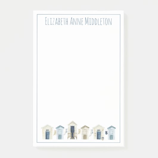 水彩沿岸ビーチハッツパーソナライズされた ポストイット (正面)