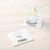 水彩沿岸ビーチピクニックブライダルシャワー スクエアペーパーコースター (インサイチュ)