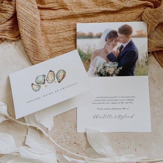 水彩沿岸牡蠣ウェディング サンキューカード