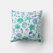 水彩沿岸貝殻とヒトデ クッション (裏面)