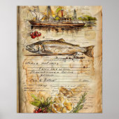 水彩沿岸魚釣りチャーターシーフードレシピ ポスター (正面)