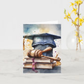 水彩法学院卒業カードキャップ&ガベル カード (黄色い花)