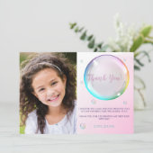 水彩泡泡照片生日 サンキューカード (スタンド正面)