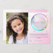 水彩泡泡照片生日 サンキューカード (正面/裏面)