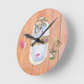 水彩泡風呂バスルーム ラウンド壁時計 (傾斜)