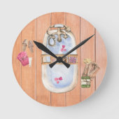 水彩泡風呂バスルーム ラウンド壁時計 (正面)