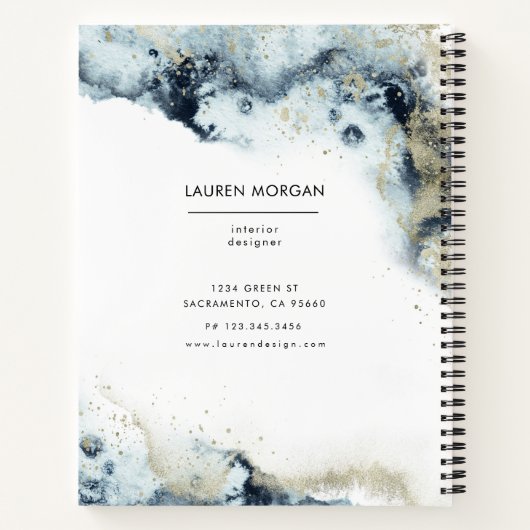 水彩波と砂モノグラム ノートブック (裏面)