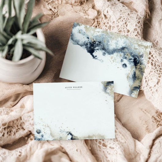 水彩波と砂文房具ノートカード ノートカード