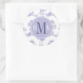 水彩波と船のパターン ラウンドシール (バッグ)