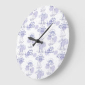 水彩波と船のパターン ラージ壁時計 (傾斜)