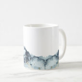 水彩波の海岸日付写真を保存 コーヒーマグカップ (正面右)