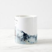 水彩波の海岸日付写真を保存 コーヒーマグカップ (中央)