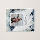 水彩波の海岸日付写真を保存 ジグソーパズル (横)