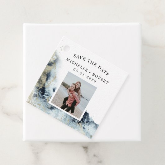 水彩波の海岸日付写真を保存 フェイバータグ (インサイチュ)