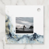 水彩波の海岸日付写真を保存 フェイバータグ (裏面)