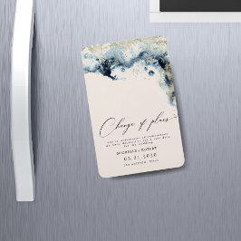 水彩波の金ゴールド結婚の日付の変更 マグネット