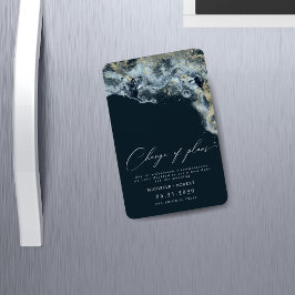 水彩波の金ゴールド結婚の日付の変更 マグネット