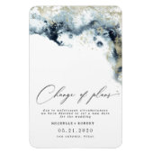 水彩波の金ゴールド結婚の日付の変更 マグネット (縦)