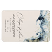 水彩波の金ゴールド結婚の日付の変更 マグネット (横)