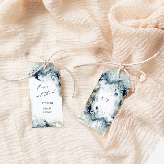 水彩波エレガントウェディングメッセージカード ギフトタグ