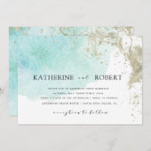 水彩波パステル結婚ズ 招待状 (正面/裏面)