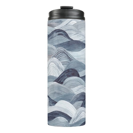 水彩波パターン。シームレスな背景。グレー タンブラー (正面)