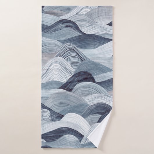 水彩波パターン。シームレスな背景。グレー バスタオル (バスタオル)