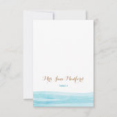 水彩波ビーチ結婚式場所名カード 招待状 (正面)