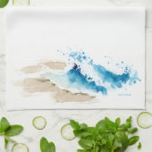 水彩波ビーチ キッチンタオル (折り畳み)