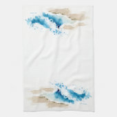 水彩波ビーチ キッチンタオル (縦)