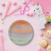 水彩波プレート ペーパープレート (パーティー)