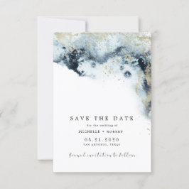 水彩波ミニマル写真保存日 招待状